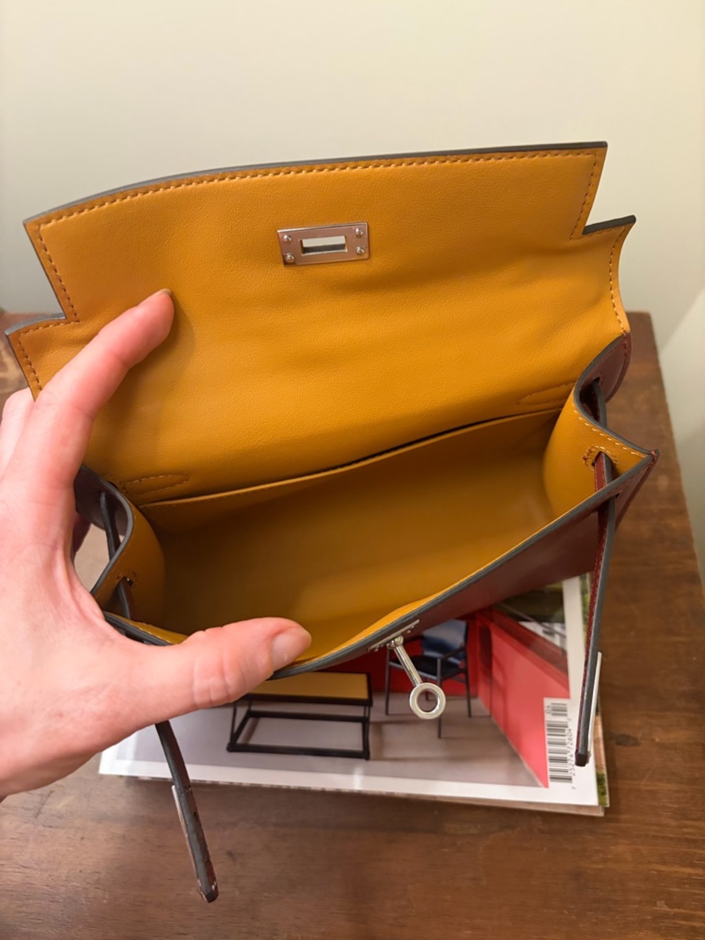 Unbranded H Kelly Pochette Style Bag Burgundy Silver Hardware Clutch - Picture 7 of 12